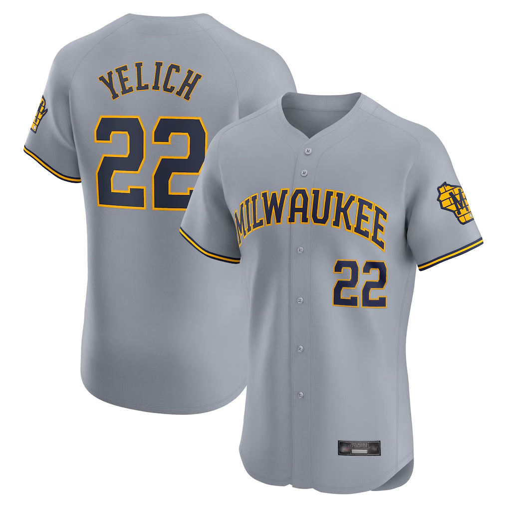 M.Brewers #22 Christian Yelich Player Gray Home Limited Elite Hdoa Stitched Jerseys