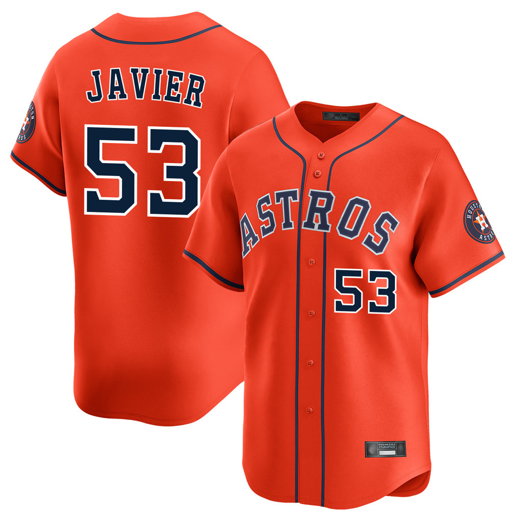 H.Astros #53 Cristian Javier Player Orange Home Limited Hdoa Stitched Jerseys