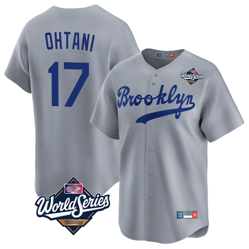 LA.Dodgers #17 Shohei Ohtani Player Gray World Series Game Limited Home Hdoa Stitched Jerseys