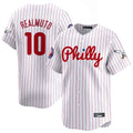 P.Phillies #10 J.T. Realmuto Player White Pinstripe Phillies & Eagles Vapor Premier Limited Hdoa Stitched Jerseys