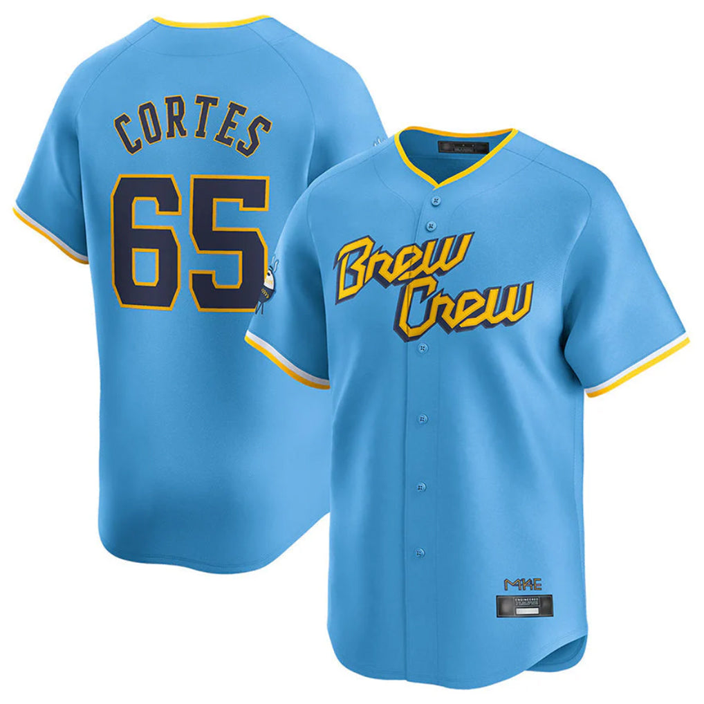 M.Brewers #65 Nestor Cortes Player Light Blue City Connect Home Limited Hdoa Stitched Jerseys