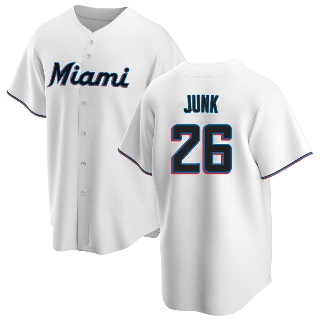 M.Marlins #26 Janson Junk Player White  Home Game Hdoa Stitched Jerseys