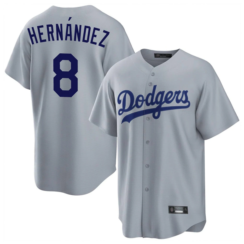 LA.Dodgers #8 Enrique Hern¨¢ndez Player Gray Game Hdoa Stitched Jerseys