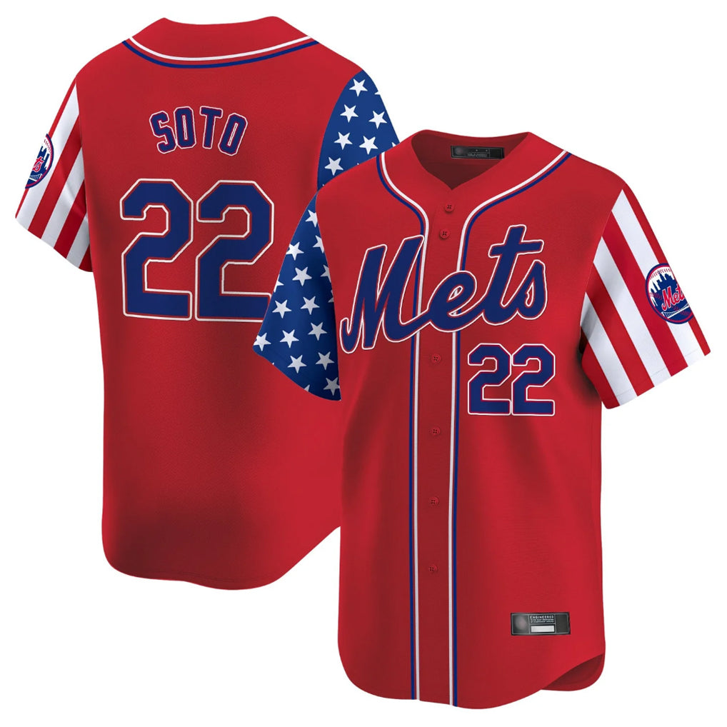 NY.Mets #22 Juan Soto Player Red 2025 Independence Day Vapor Premier Limited  Hdoa Stitched Jerseys