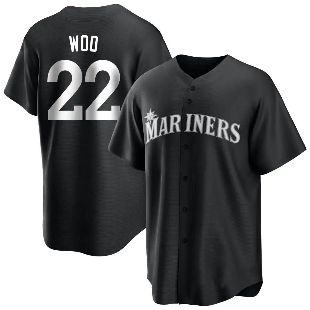 S.Mariners #22 Bryan Woo Player Black Home Limited Hdoa Stitched Jerseys