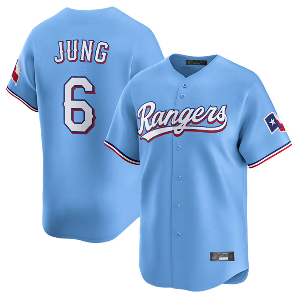 T.Rangers #6 Josh Jung Player Light Blue Limited Home Hdoa Stitched Jerseys