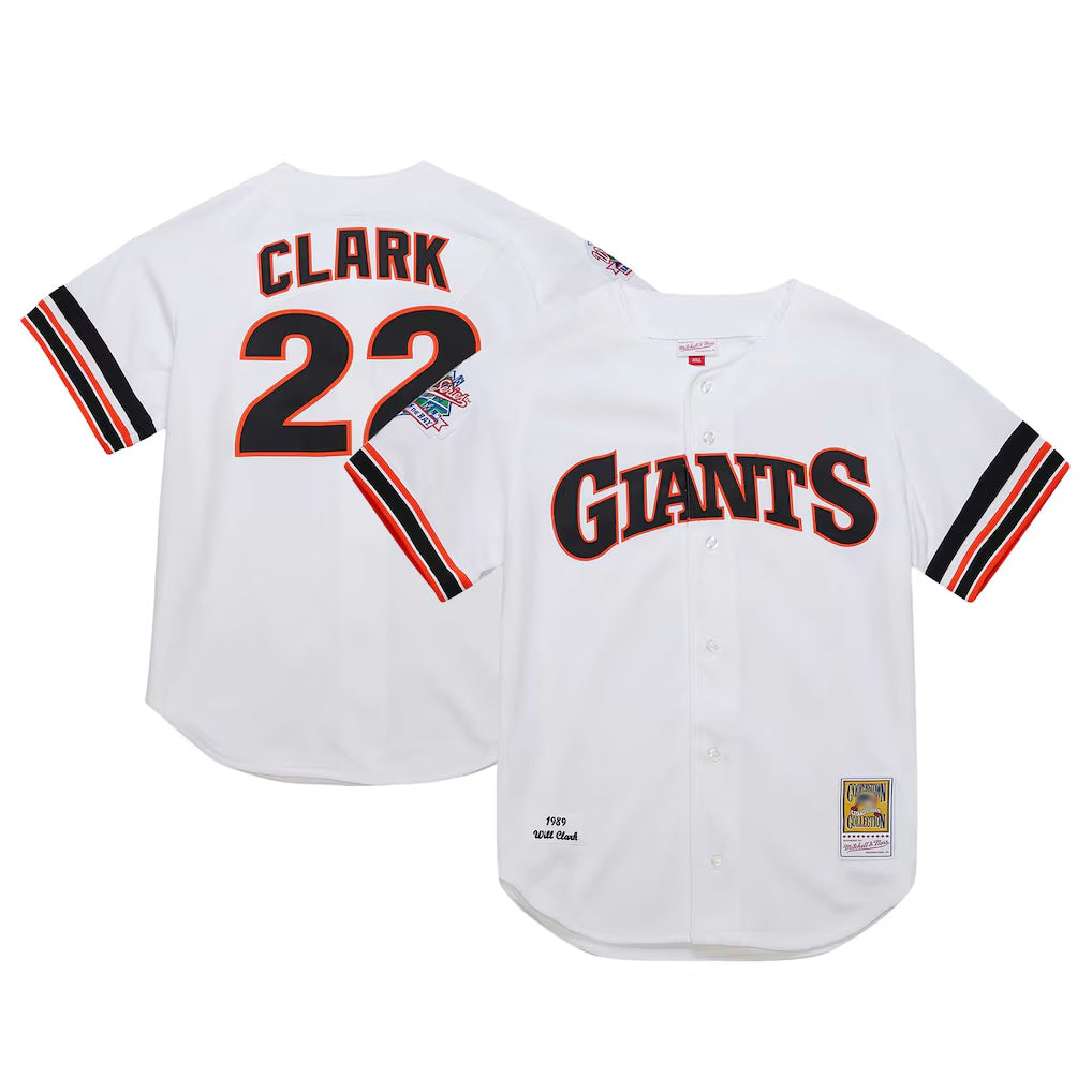SF.Giants #22 Will Clark Player White Mitchell & Ness Cooperstown Collection 1989 Limited Hdoa Stitched Jerseys