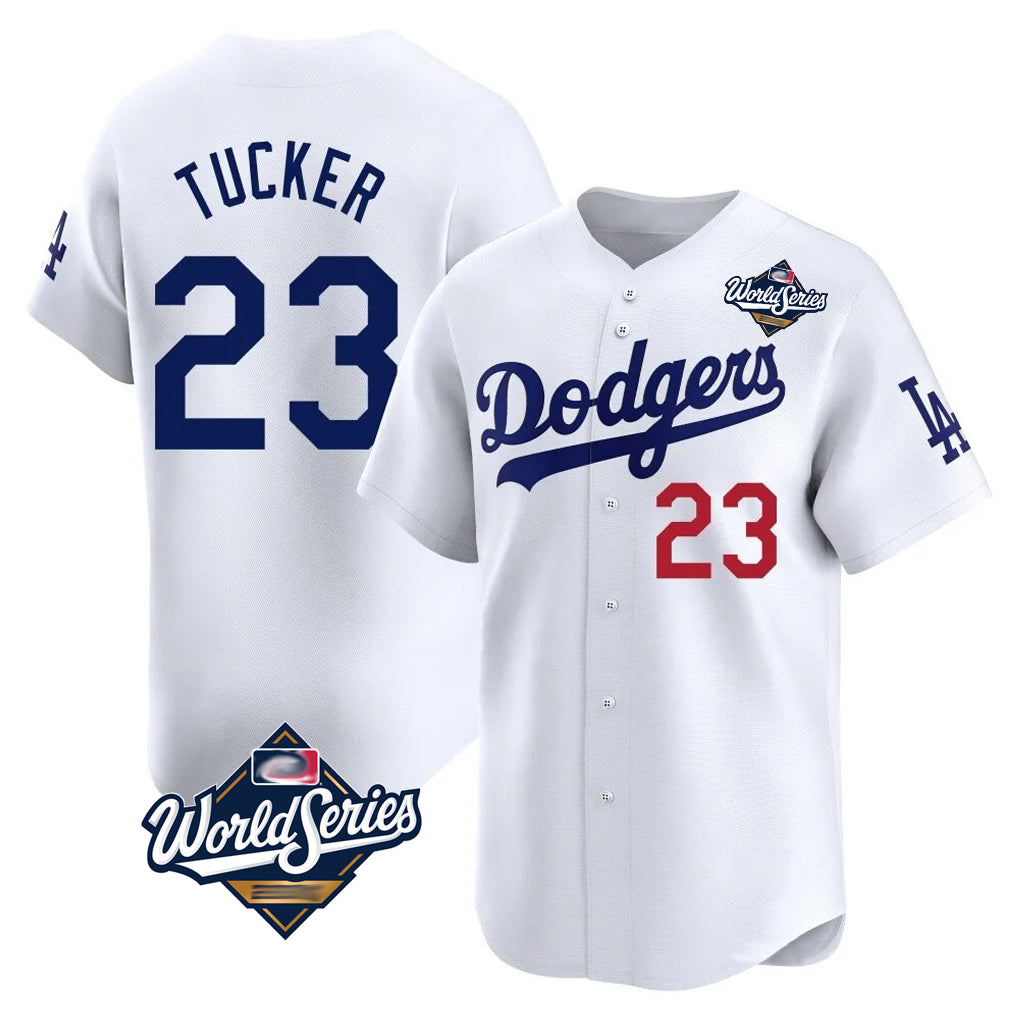 LA.Dodgers #23 Kyle Tucker Player White World Series Limited Home Hdoa Stitched Jerseys