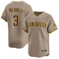S.Diego Padres #3 Jackson Merrill Player Khaki Home Limited Hdoa Stitched Jerseys