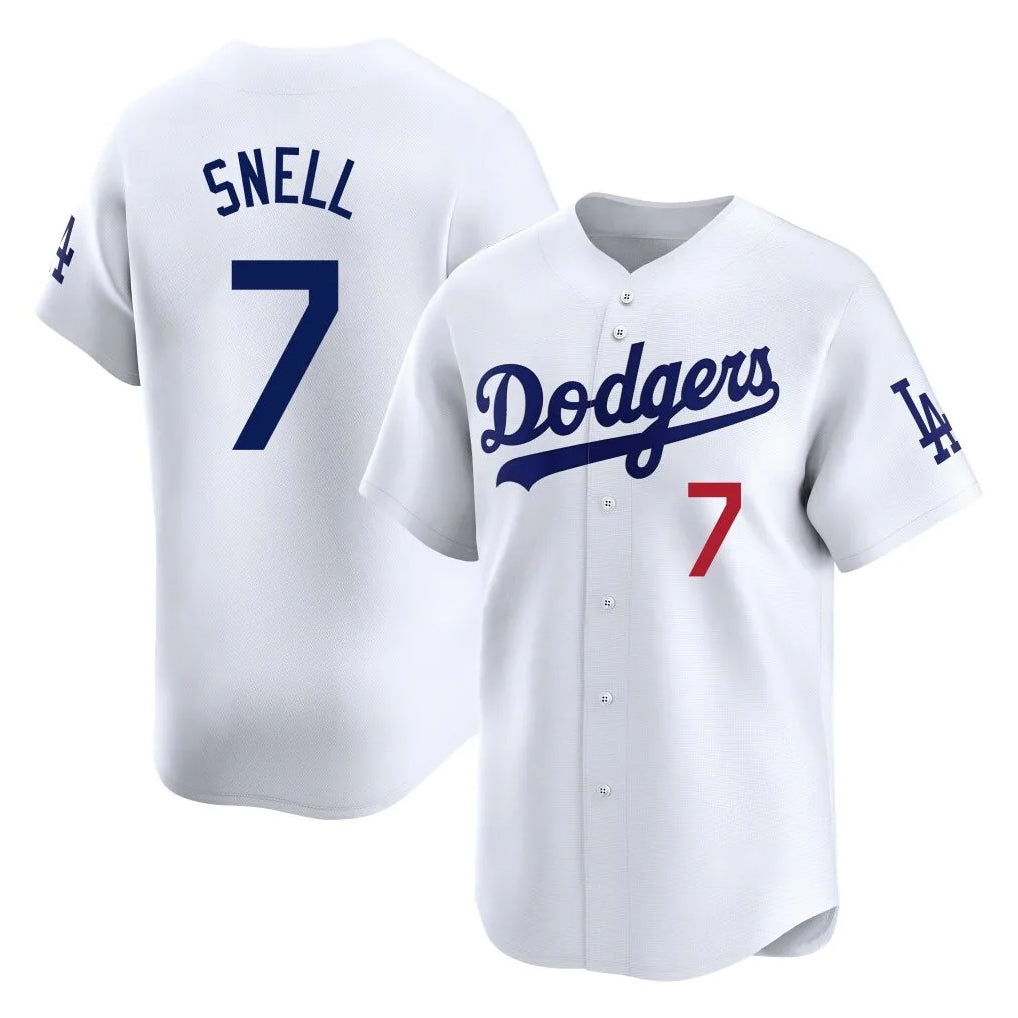 LA.Dodgers #7 Blake Snell Player White Game Limited Home Hdoa Stitched Jerseys