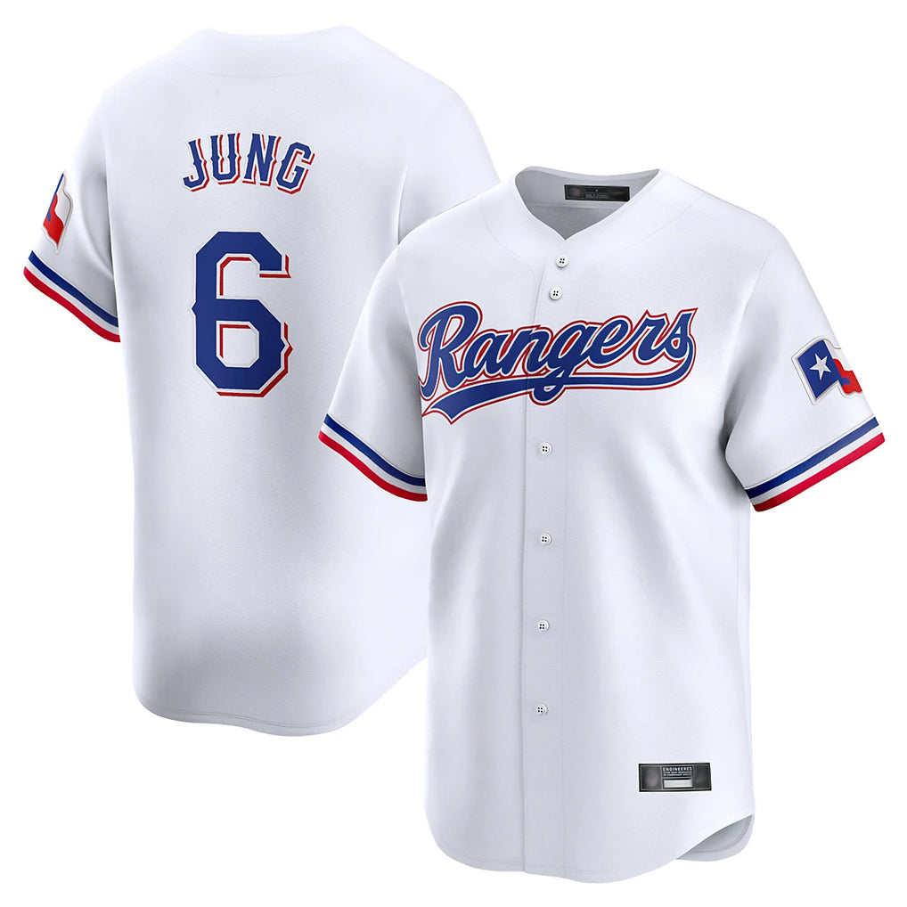 T.Rangers #6 Josh Jung Player White&Blue Home Limited Hdoa Stitched Jerseys