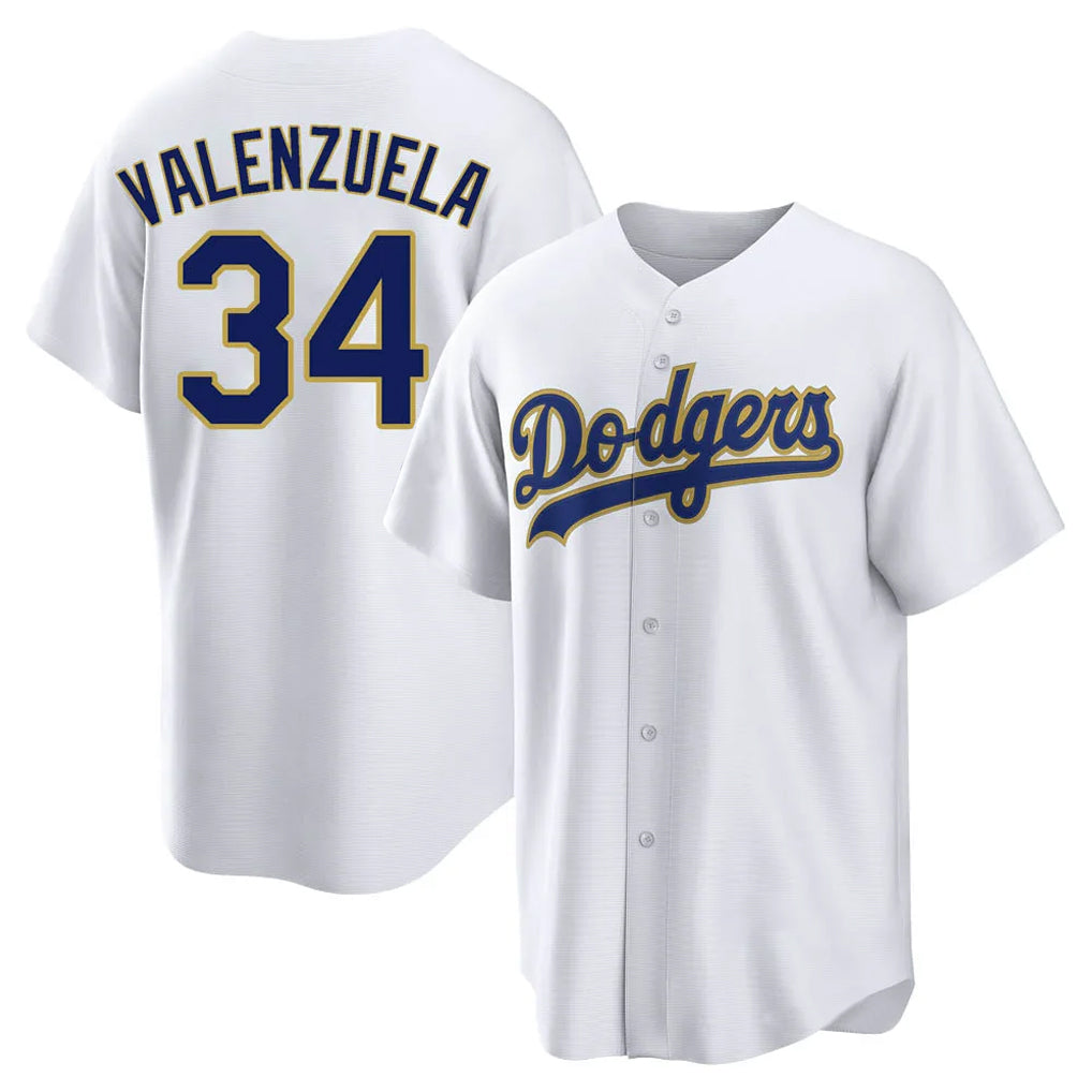 LA.Dodgers #34 Fernando Valenzuela Player Gold White 2026 Collection Stadium Game Hdoa Stitched Jerseys