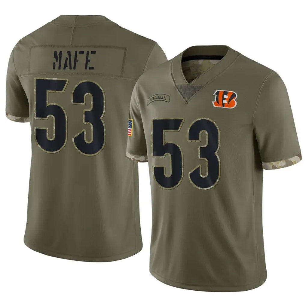 C.Bengals #53 Boye Mafe Player Olive Salute to Service Limited Game Hdoa Stitched Jerseys