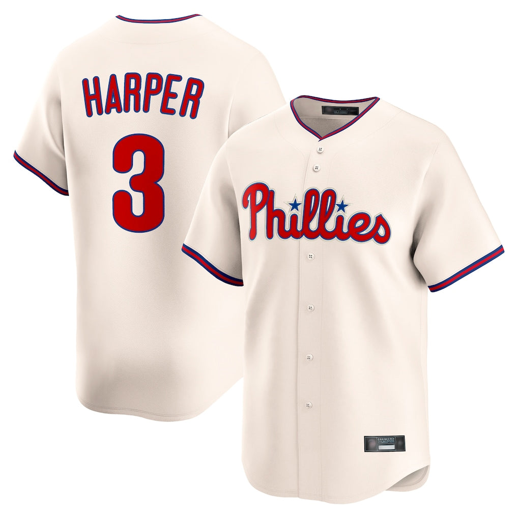 P.Phillies #3 Bryce Harper Player Cream Home Limited Hdoa Stitched Jerseys