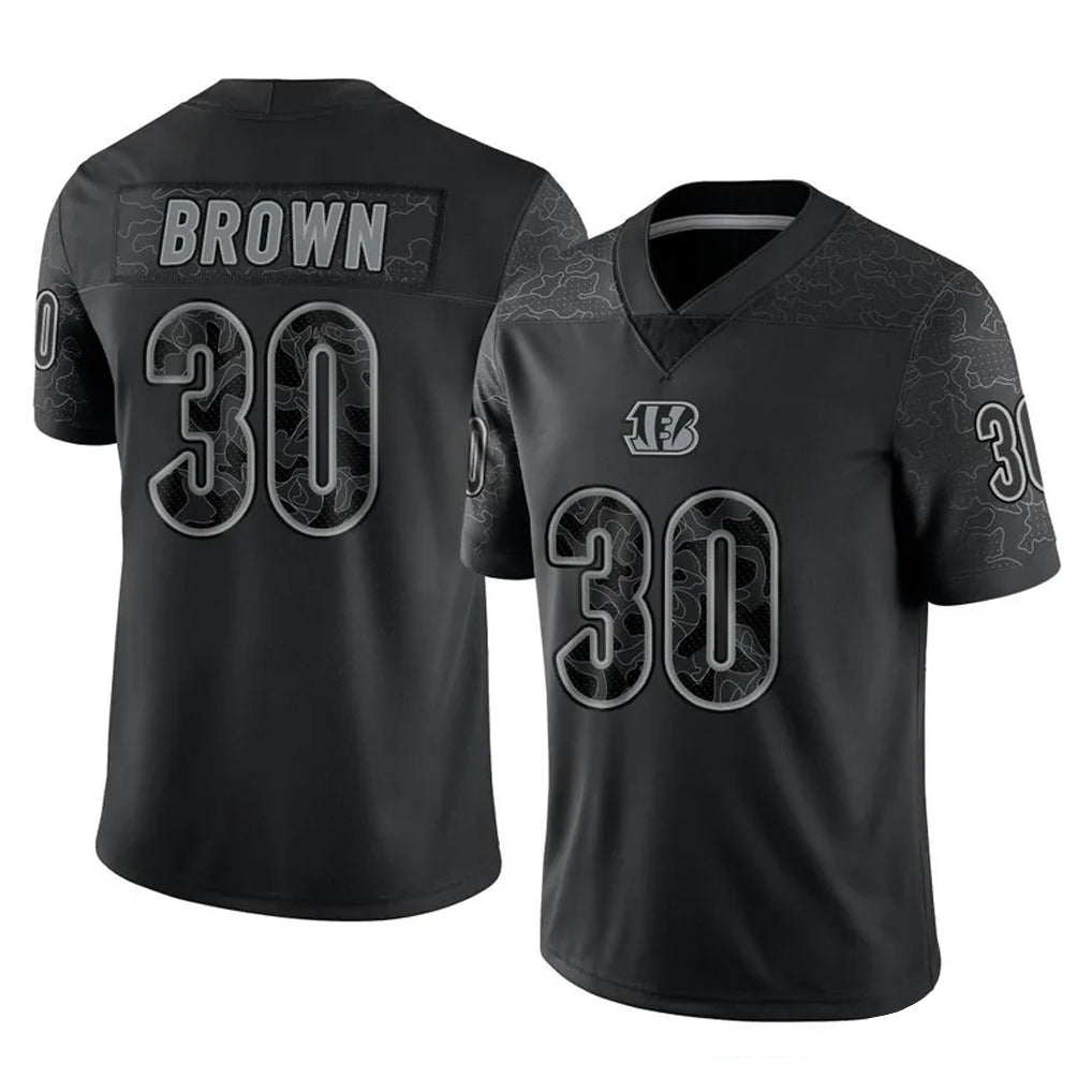 C.Bengals #30 Chase Brown Player Black Reflective Limited Game Hdoa Stitched Jerseys
