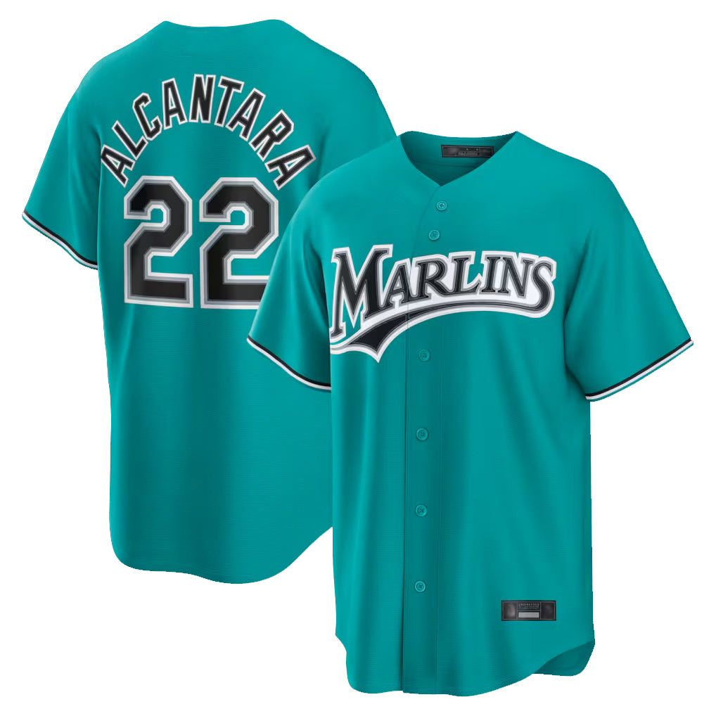 M.Marlins #22 Sandy Alcantara Player Teal  Home Game Hdoa Stitched Jerseys