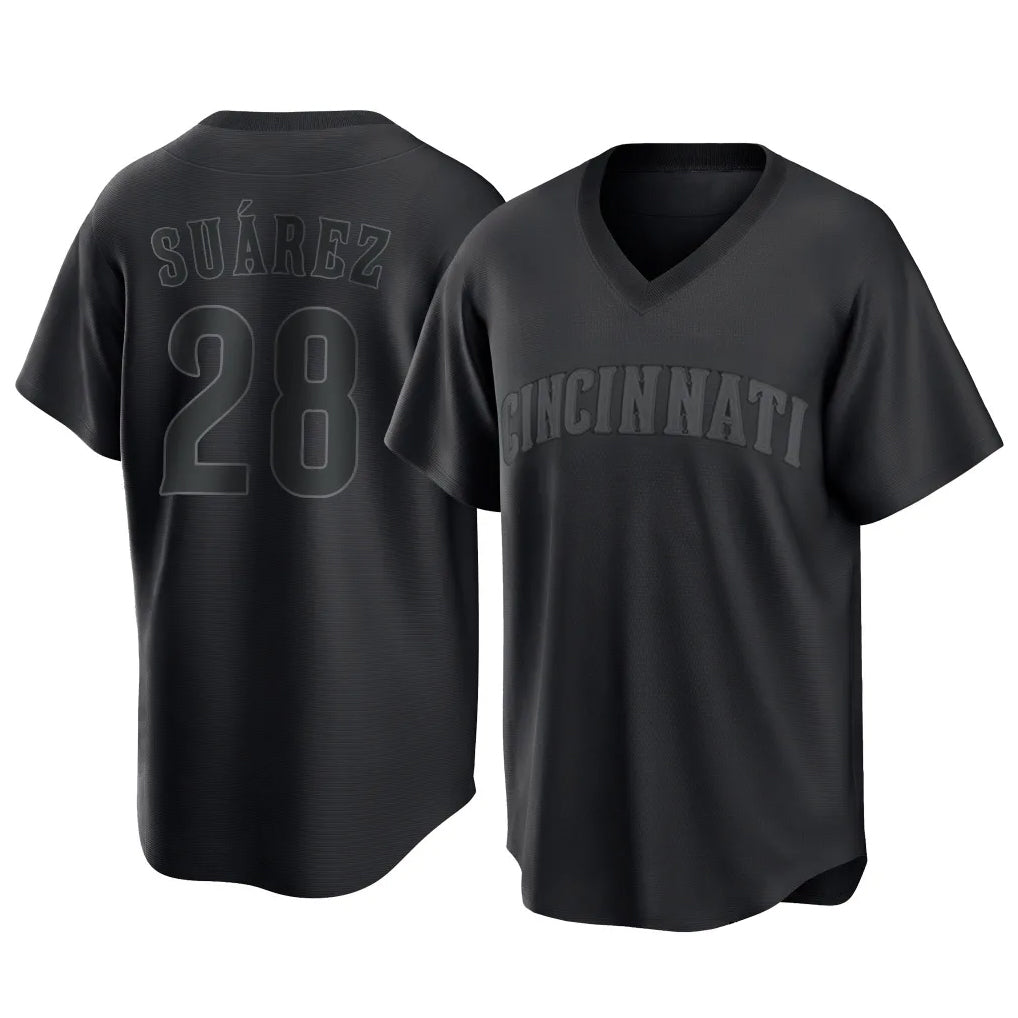 C.Reds #28 Eugenio Su¨¢rez Player Black T-shirt Game Home Hdoa Stitched Jerseys