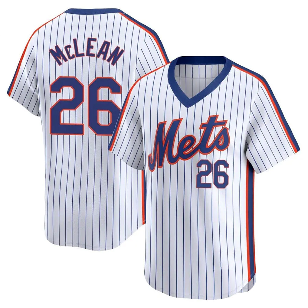 NY.Mets #26 Nolan McLean Player White Cooperstown Collection T-shirt Game Hdoa Stitched Jerseys