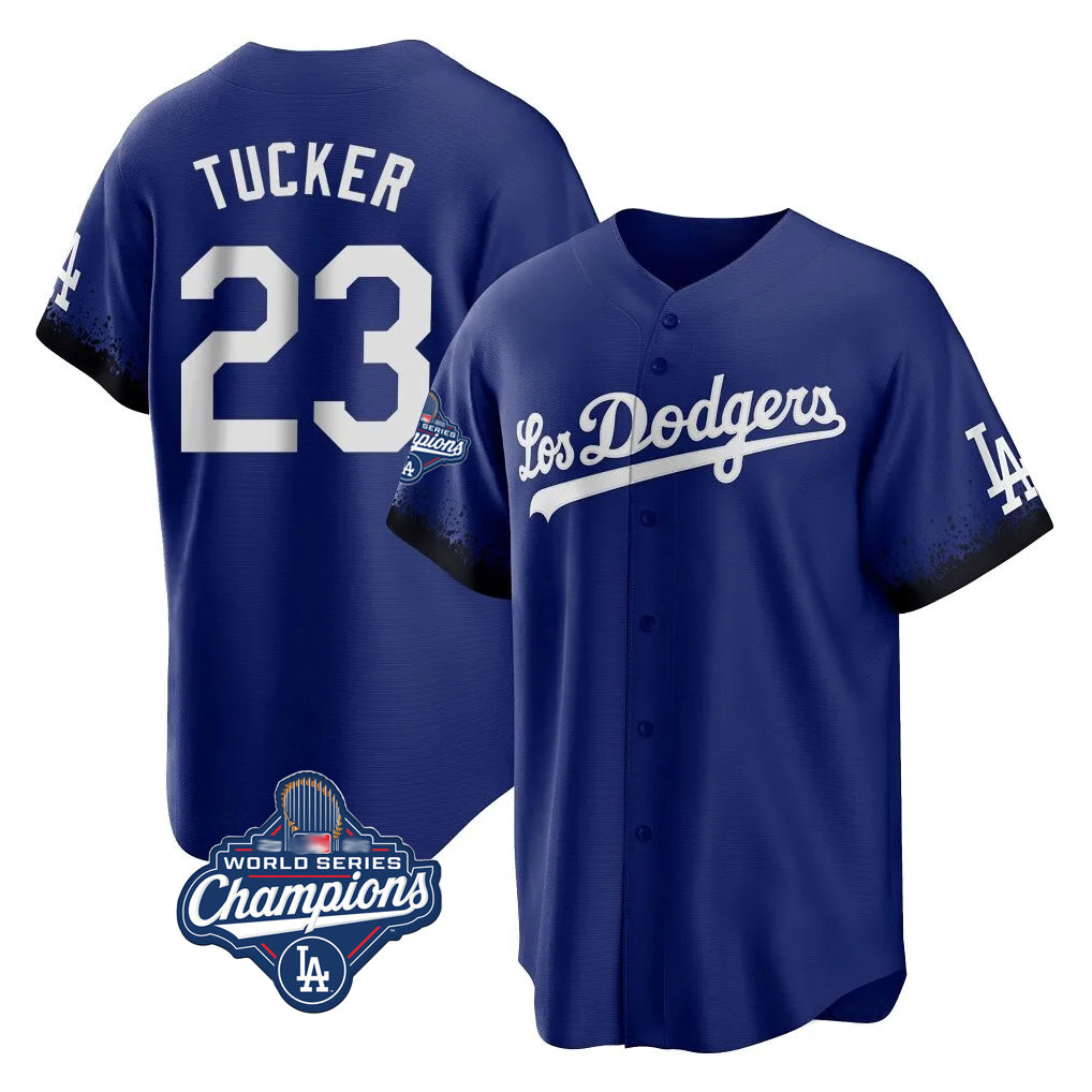 LA.Dodgers #23 Kyle Tucker Player Royal World Series Meet City Connect Home Game Hdoa Stitched Jerseys