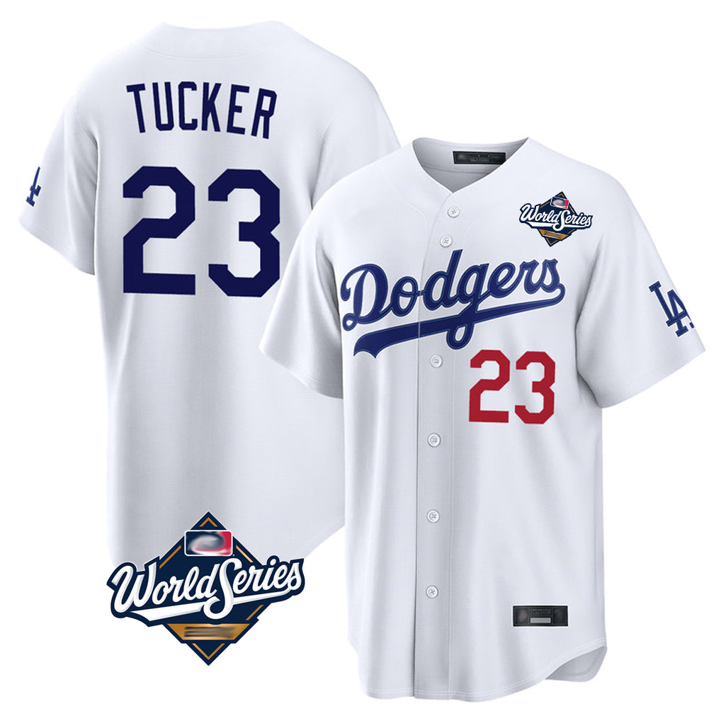 LA.Dodgers #23 Kyle Tucker Player White World Series Home Game Hdoa Stitched Jerseys