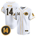 C.Reds #14 Pete Rose Player White-Gold Vapor Premier Limited Home Hdoa Stitched Jerseys