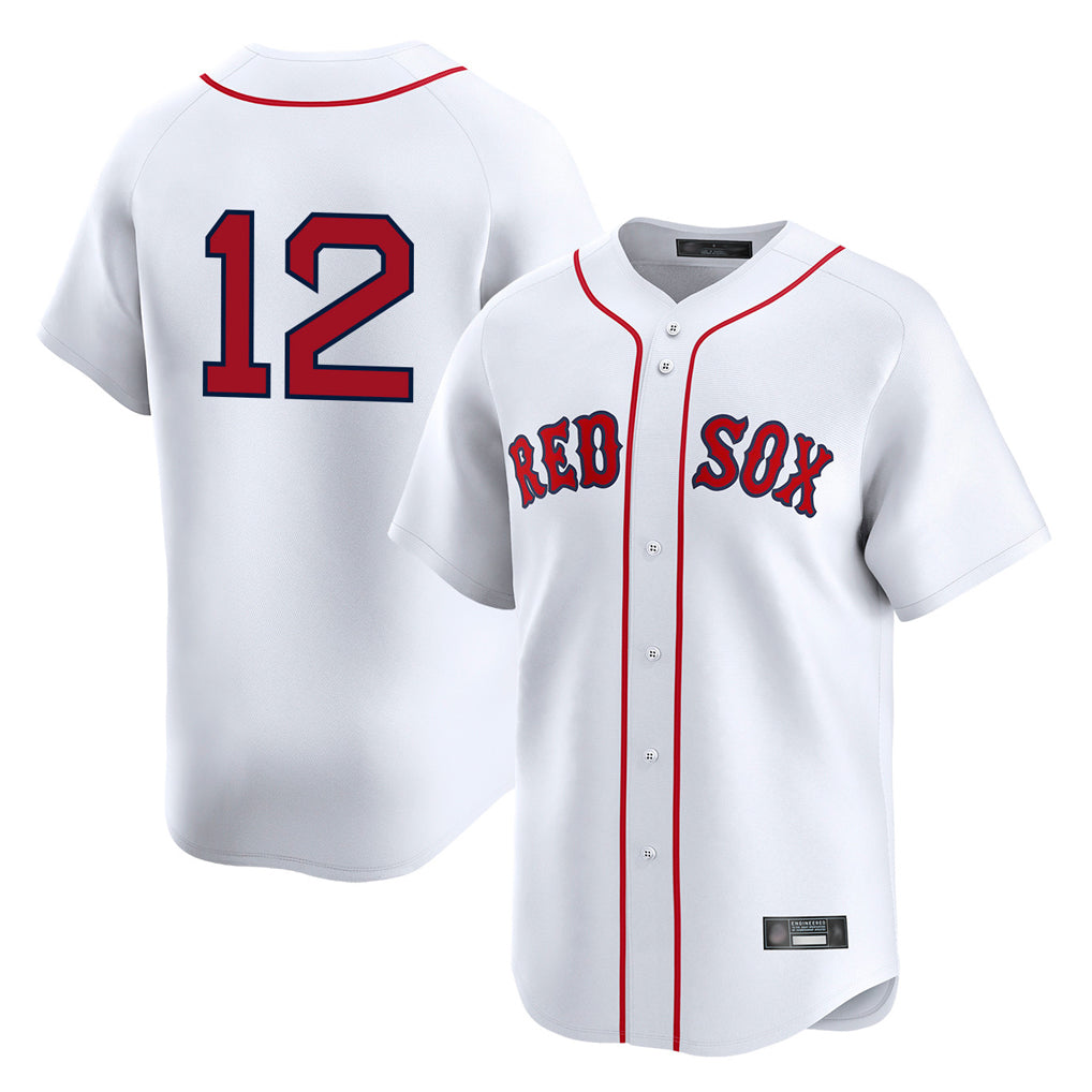 B.Red Sox #12 Connor Wong Player White Limited Home Game Hdoa Stitched Jerseys