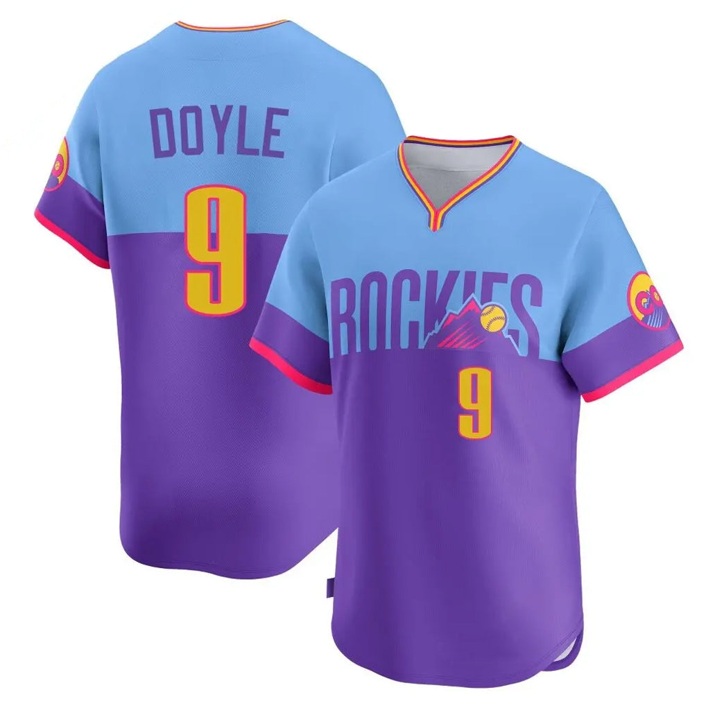 C.Rockies #9 Brenton Doyle Player Purple-Light Blue City Connect Limited Home T-shirt Hdoa Stitched Jerseys