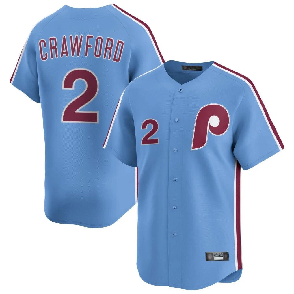 P.Phillies #2 Justin Crawford Player Light Blue Home Limited Hdoa Stitched Jerseys
