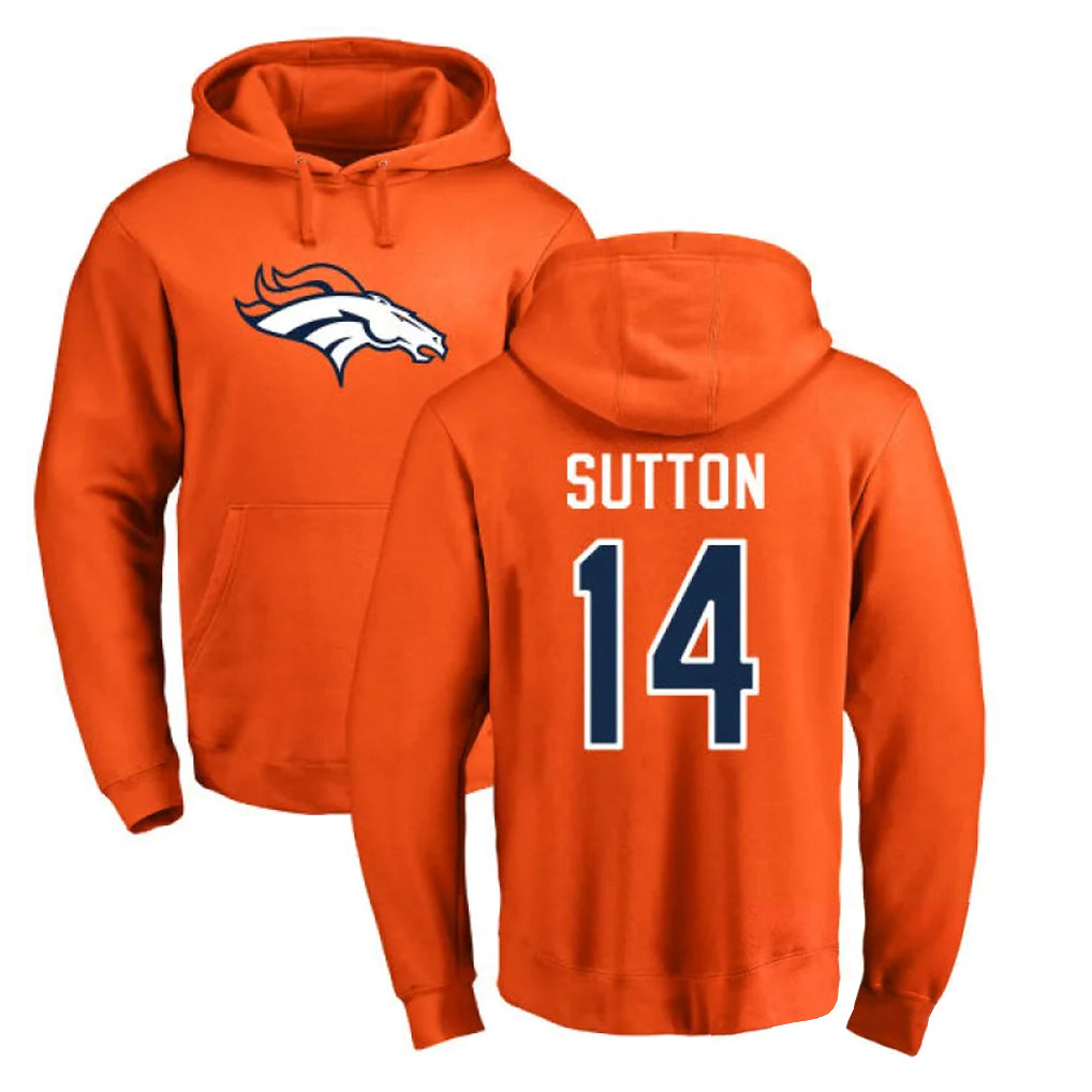 D.Broncos #14 Courtland Sutton Player Orange Pullover Hoodie Limited Hdoa Stitched Jerseys