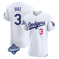 LA.Dodgers #3 Edwin D¨ªaz Player White World Series Meet Limited Elite Home Hdoa Stitched Jerseys