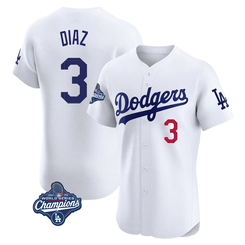 LA.Dodgers #3 Edwin D¨ªaz Player White World Series Meet Limited Elite Home Hdoa Stitched Jerseys