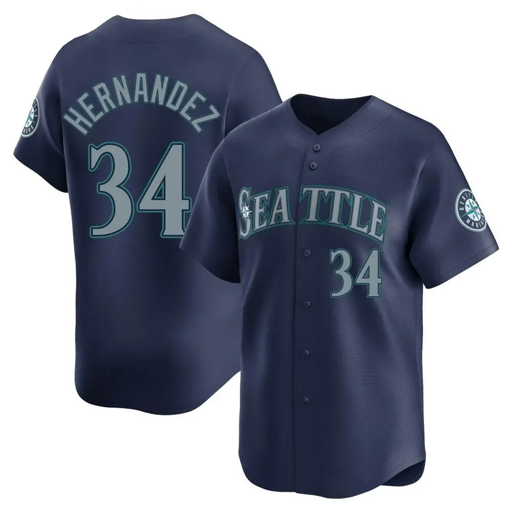 S.Mariners #34 Felix Hernandez Player Navy Home Limited Hdoa Stitched Jerseys