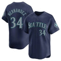 S.Mariners #34 Felix Hernandez Player Navy Home Limited Hdoa Stitched Jerseys