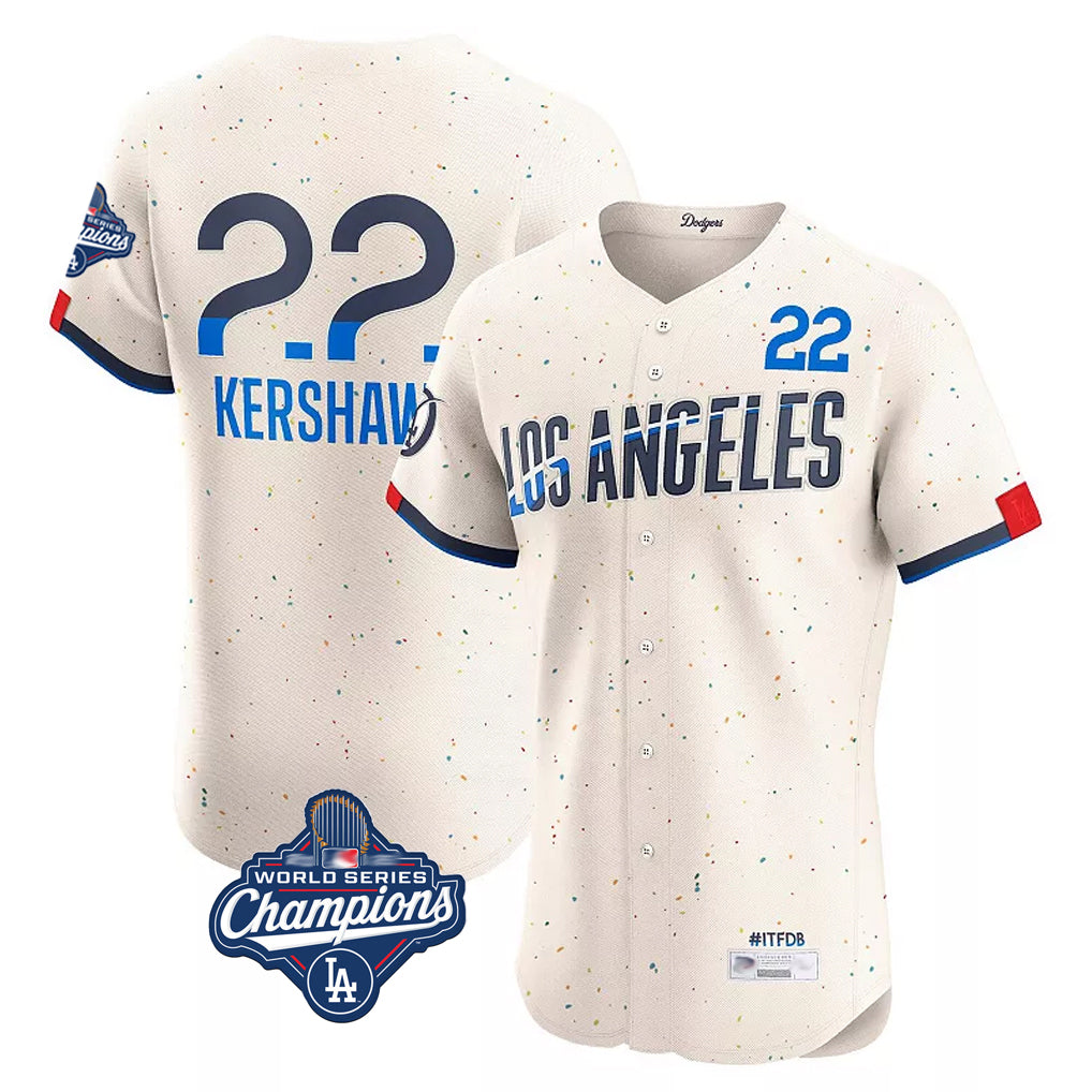 LA.Dodgers #22 Clayton Kershaw Player Cream World Series Meet City Connect Limited Elite Home Hdoa Stitched Jerseys
