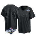 LA.Dodgers #34 Fernando Valenzuela Player Black World Series Pitch Fashion T-shirt Hdoa Stitched Jerseys