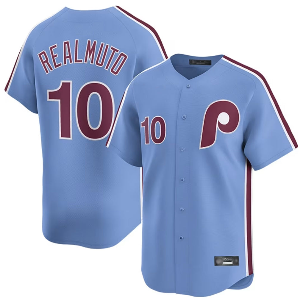 P.Phillies #10 J.T. Realmuto Player Light Blue Home Limited Hdoa Stitched Jerseys