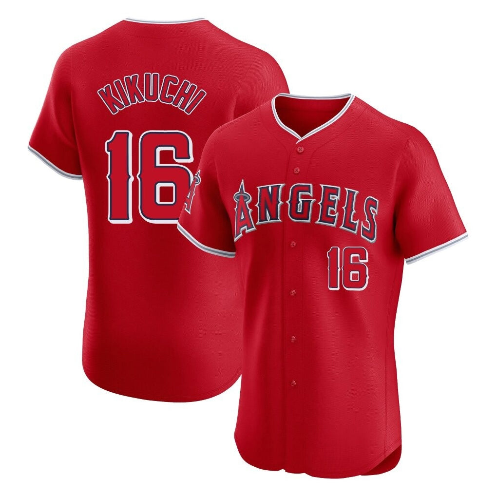 LA.Angels #16 Yusei Kikuchi Player Red Home Limited Elite Hdoa Stitched Jerseys