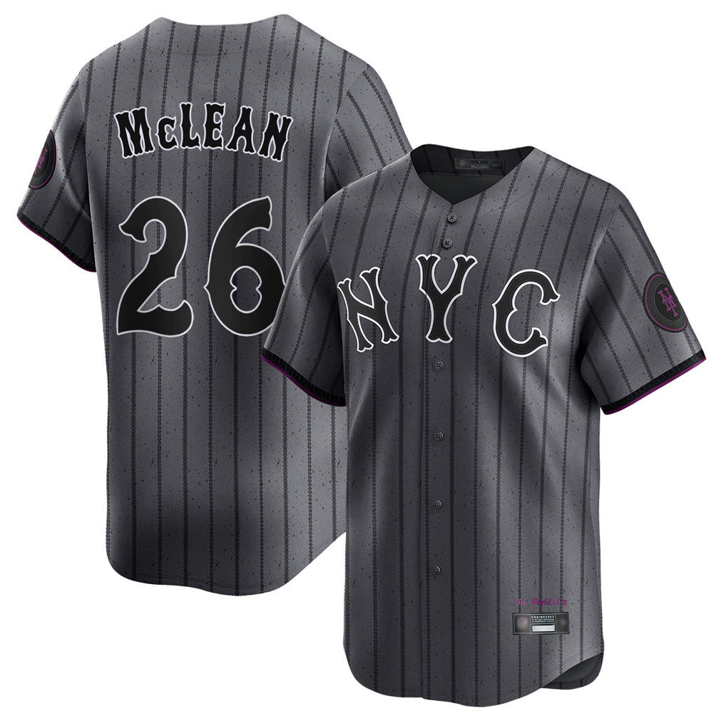 NY.Mets #26 Nolan McLean Player Gray City Connect Limited Hdoa Stitched Jerseys