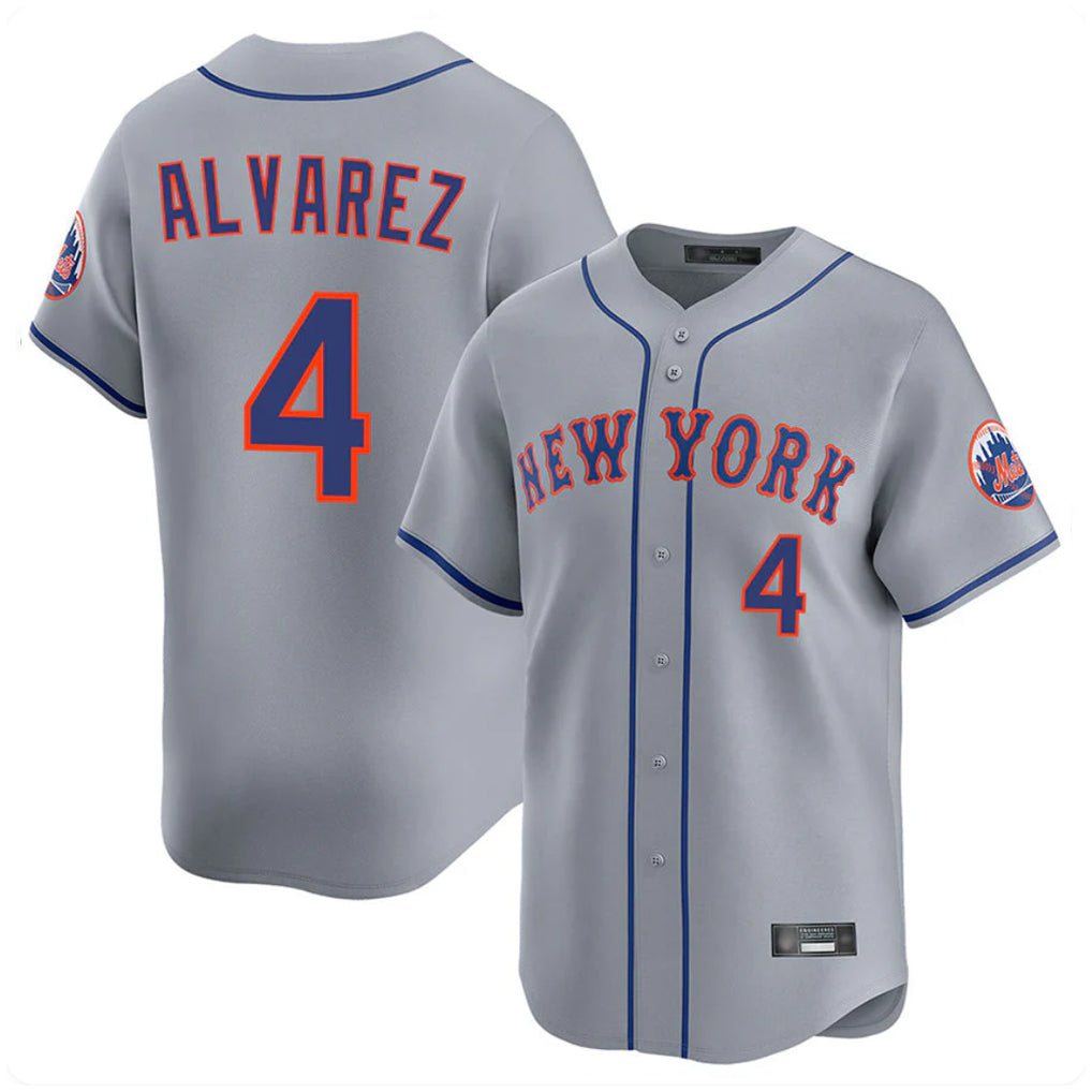 NY.Mets #4 Francisco Alvarez Player Gray Road Limited Home Hdoa Stitched Jerseys