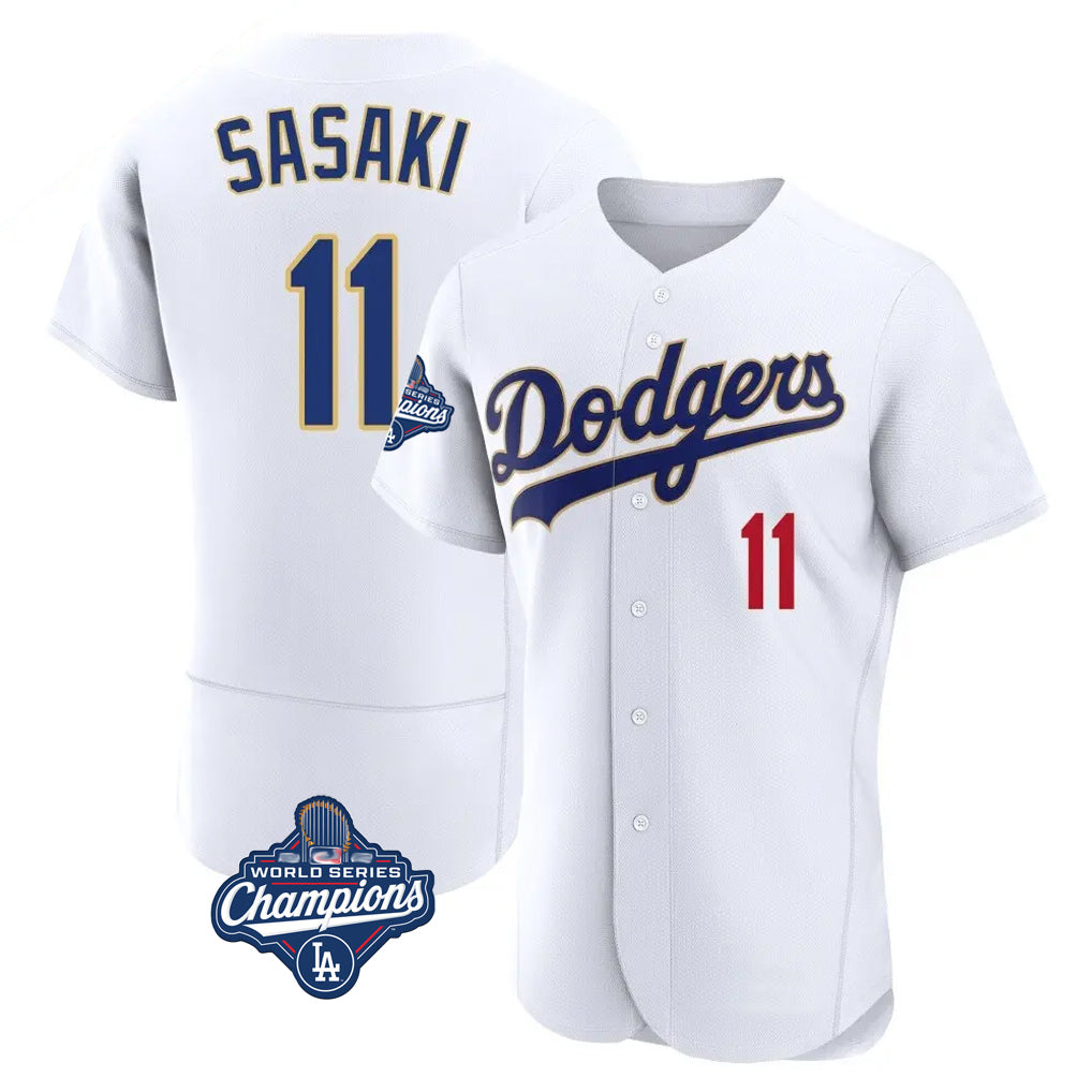 LA.Dodgers #11 Roki Sasaki Player Gold White World Series Meet 2026 Collection Stadium Limited Elite Hdoa Stitched Jerseys