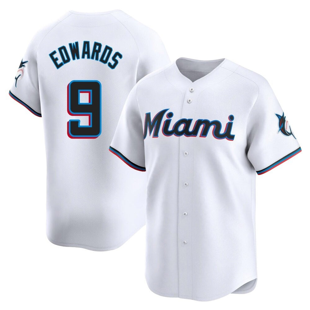 M.Marlins #9 Xavier Edwards Player White  Home Limited Hdoa Stitched Jerseys