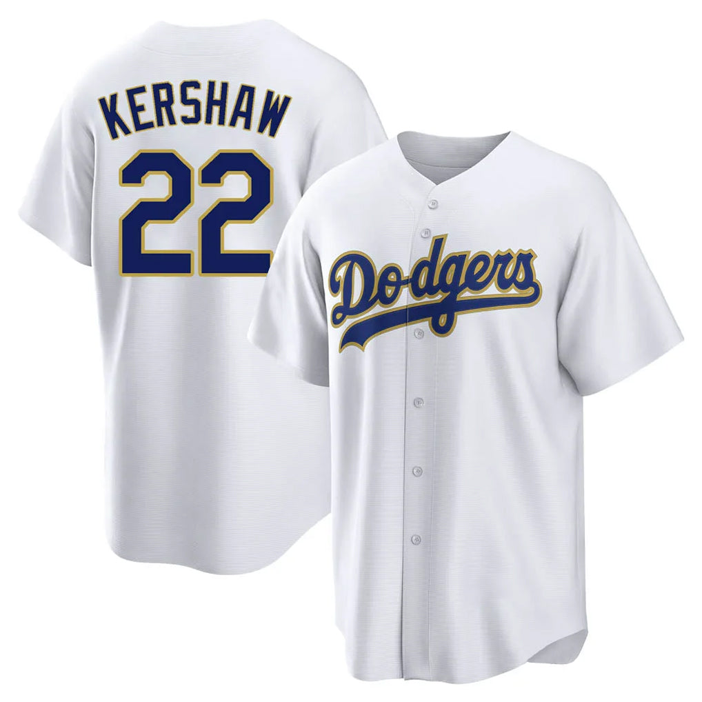 LA.Dodgers #22 Clayton Kershaw Player Gold White 2026 Collection Stadium Game Hdoa Stitched Jerseys