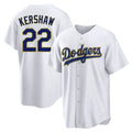 LA.Dodgers #22 Clayton Kershaw Player Gold White 2026 Collection Stadium Game Hdoa Stitched Jerseys