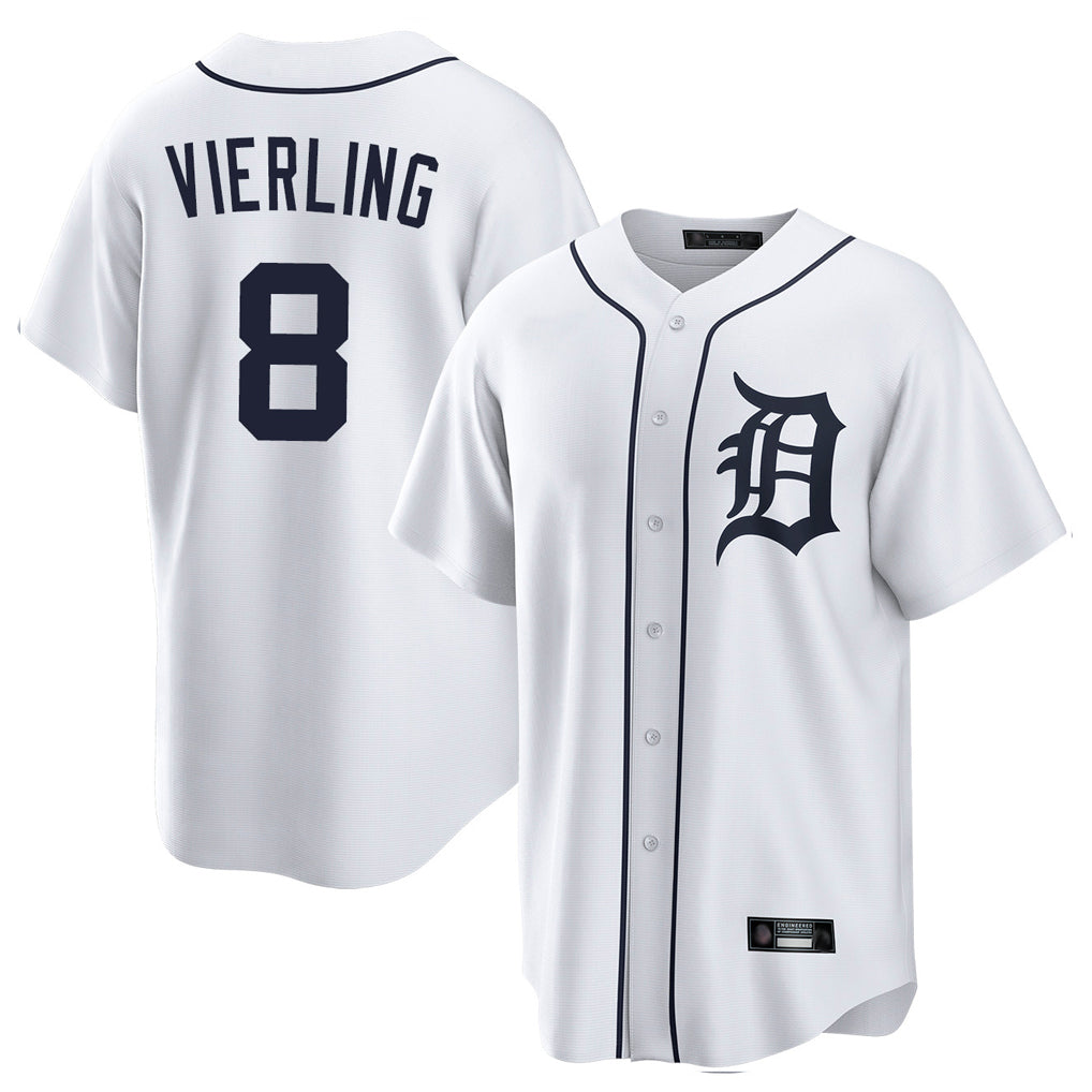 D.Tigers #8 Matt Vierling Player White Home Game Hdoa Stitched Jerseys