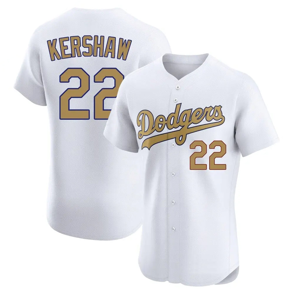 LA.Dodgers #22 Clayton Kershaw Player Gold Limited Elite Home Hdoa Stitched Jerseys
