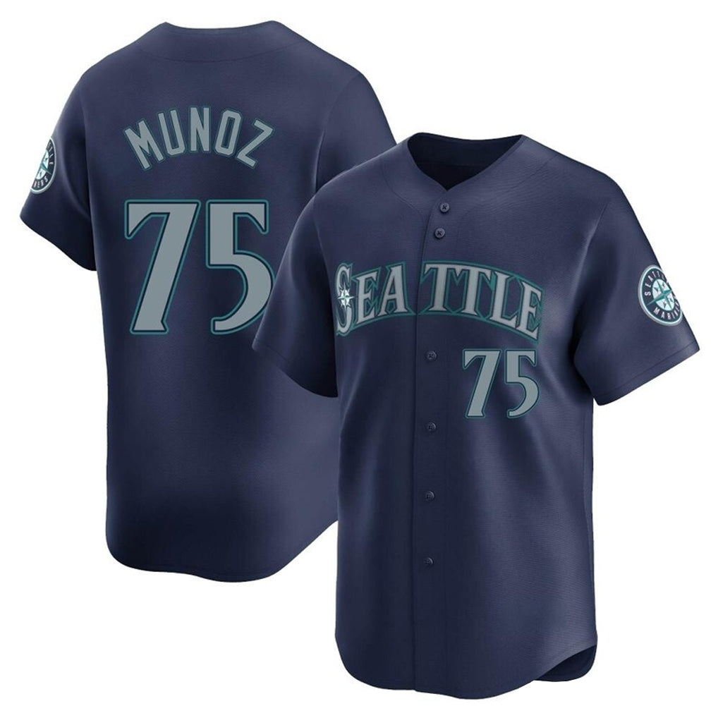S.Mariners #75 Andres Munoz Player Navy Home Limited Hdoa Stitched Jerseys
