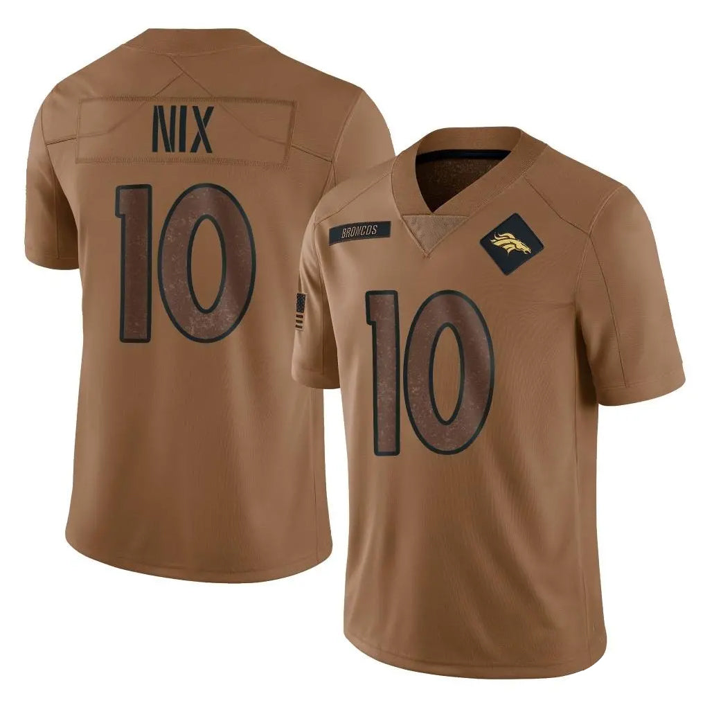 D.Broncos #10 Bo Nix Player Brown Salute To Service Limited Hdoa Stitched Jerseys