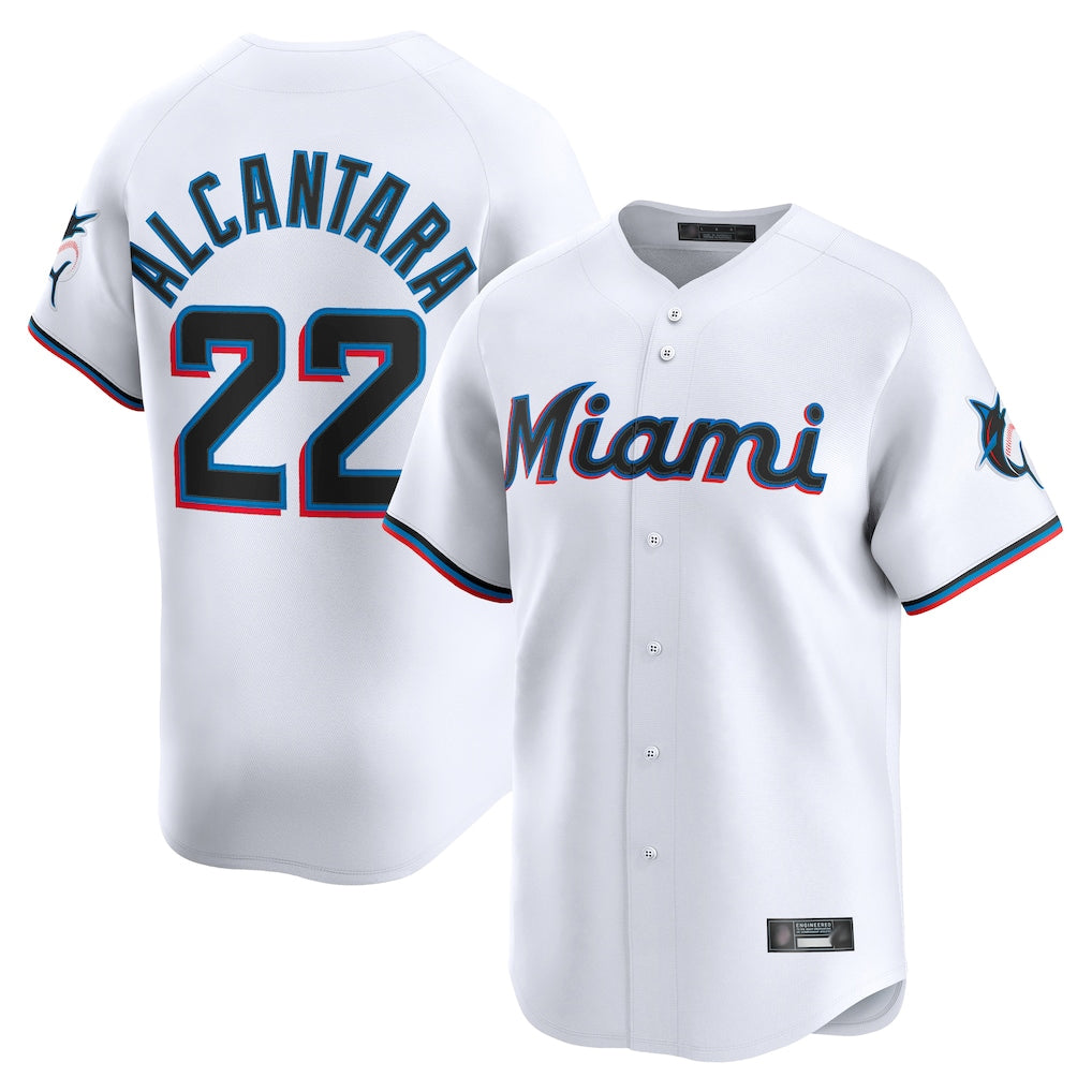 M.Marlins #22 Sandy Alcantara Player White  Home Limited Hdoa Stitched Jerseys