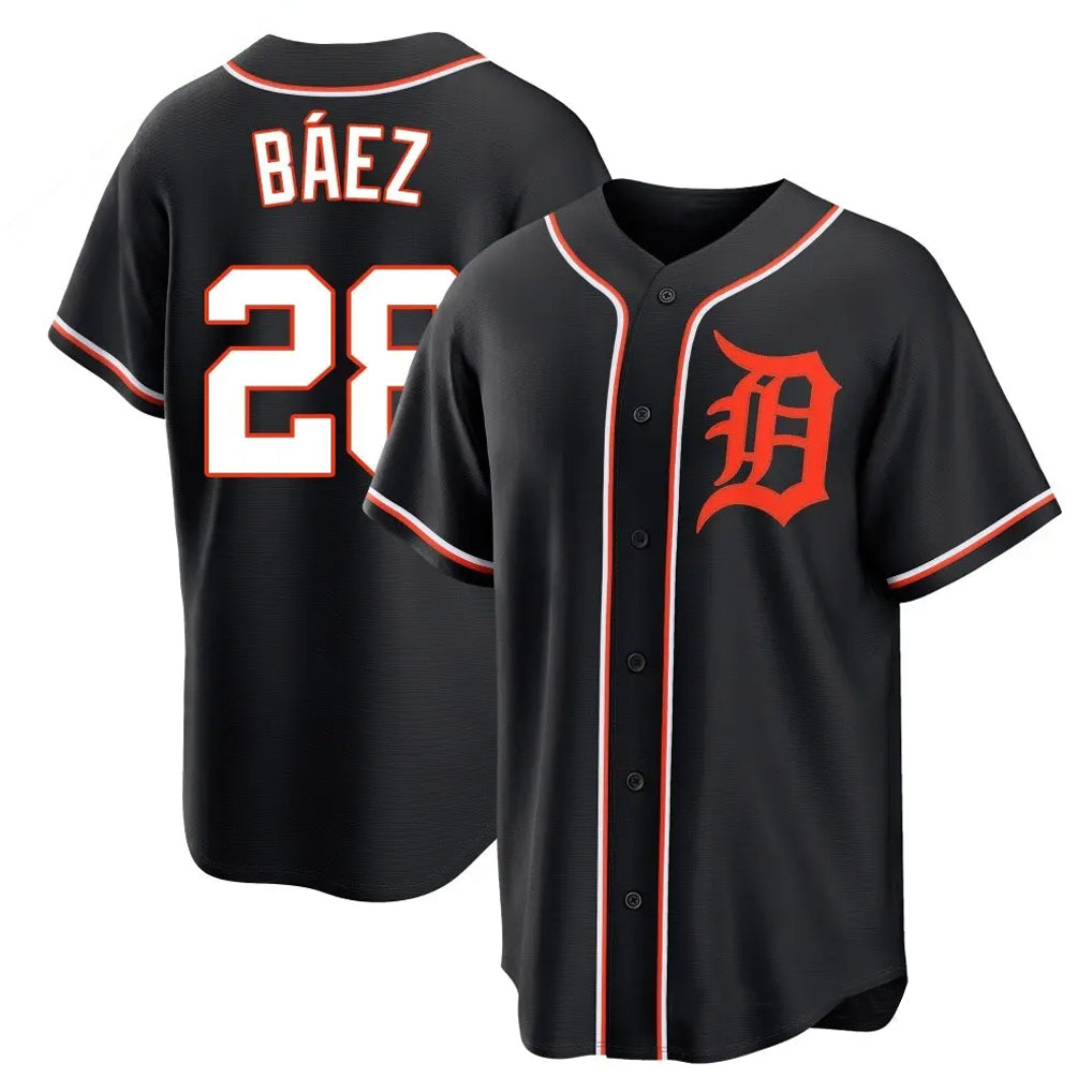 D.Tigers #28 Javier B¨¢ez Player Black Fashion Out Home Game Hdoa Stitched Jerseys