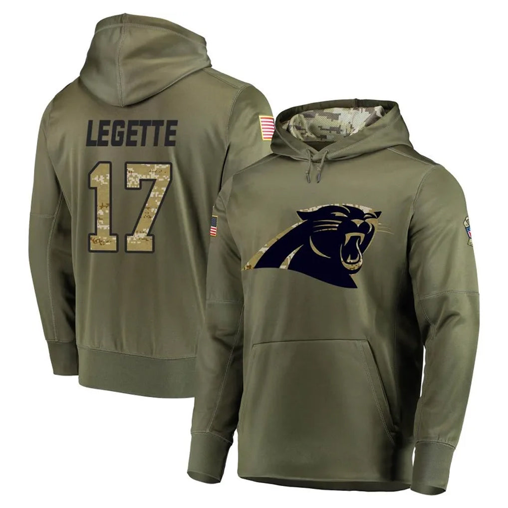 C.Panthers #17 Xavier Legette Player Olive Salute to Service Hoodies Hdoa Stitched Jerseys
